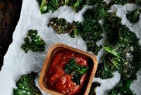 Oven Baked Kale Chips with Tangy Curry Ketchup