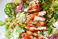 Grilled Buffalo Chicken Salad with Summer Greens
