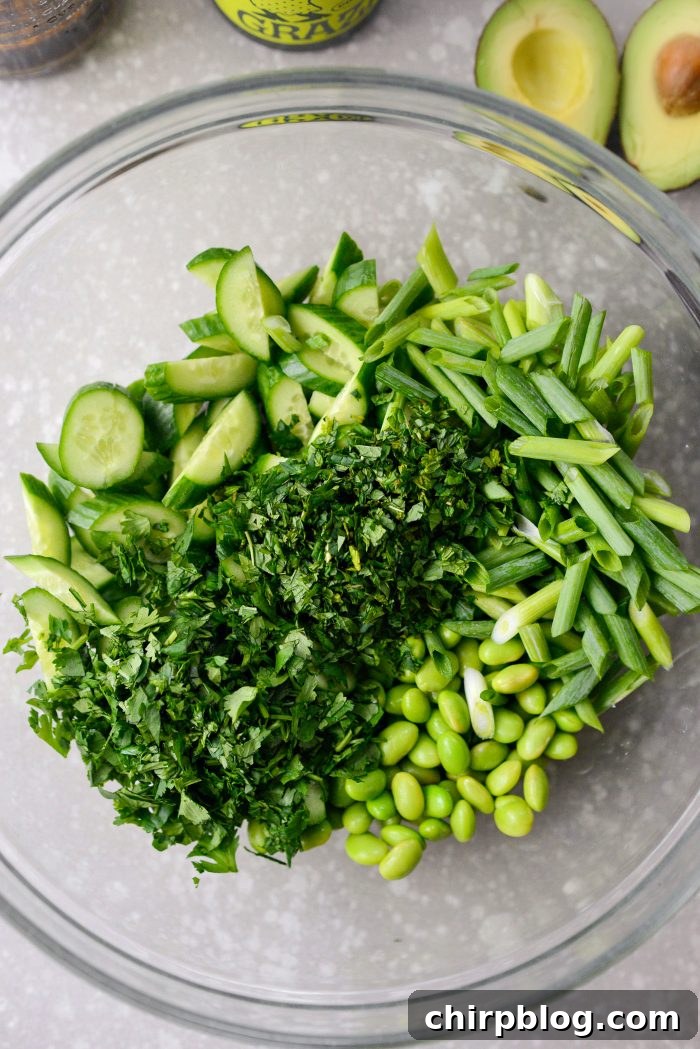 add veggies and herbs to the bowl