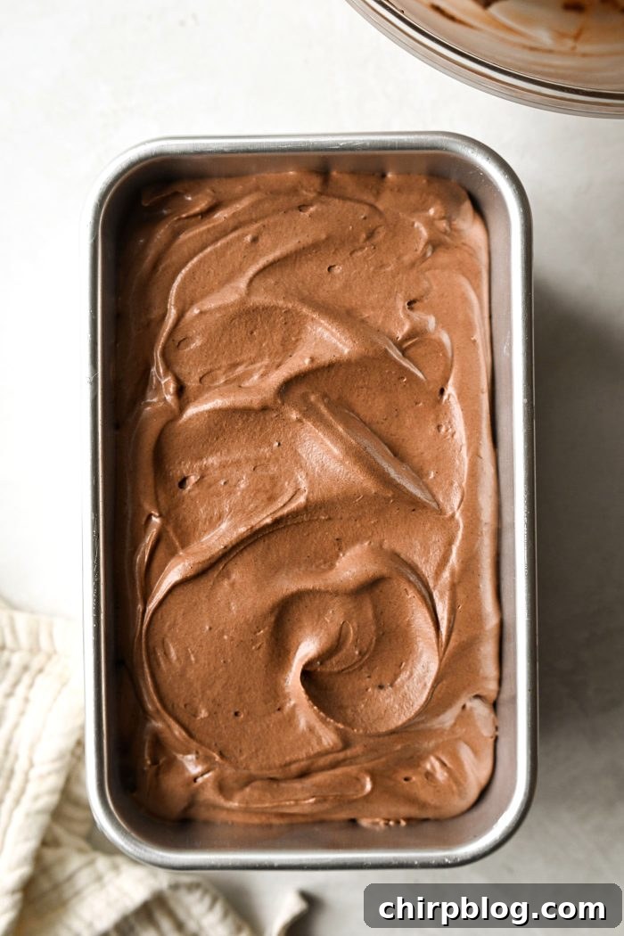 Homemade No-Churn Chocolate Ice Cream Recipe 18 transfer to a freezer safe container